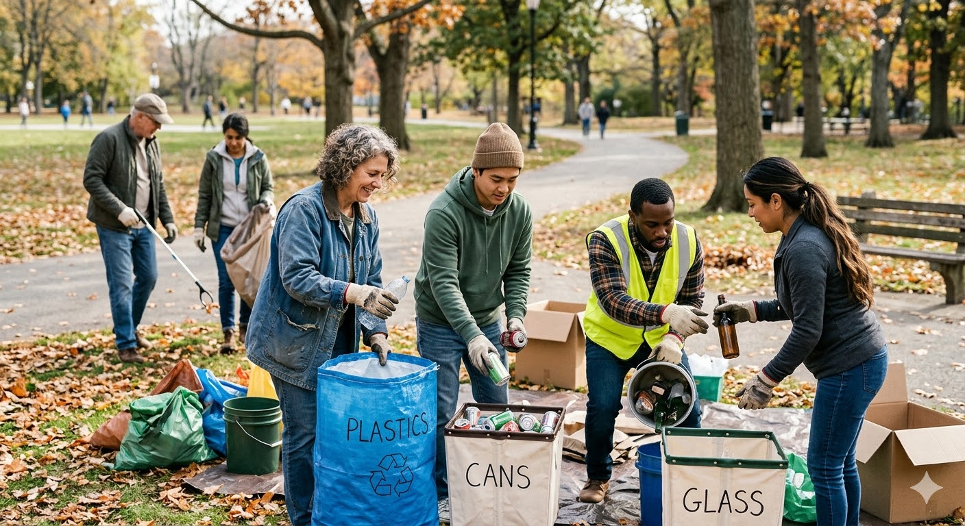 Volunteers during a cleanup mission